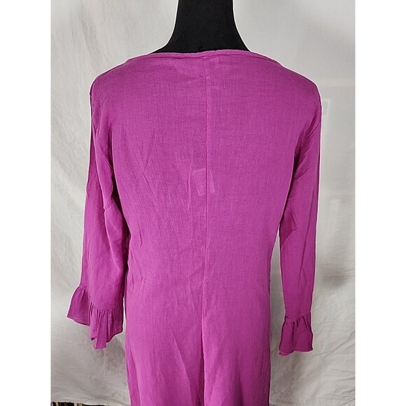 New - Diesel Dampi Dress XL Tie Front Tunic 100% Cotton Purple Boho Flare Wrist - Picture 12 of 16